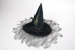 Hexenhut schwarz, mit Blumen und Schleider