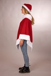Weihnachtsponcho und Mütze, roter Wollstoff