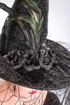 Hexenhut schwarz, mit Blumen und Schleider