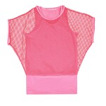 M/L Neonshirt mit Netztop, neonpink