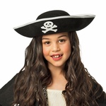 Kd.-Piratenhut schwarz, mit Totenkopf
