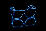Neon-Leuchtbrille blau, mit USB-Ladefunktion