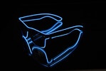 Neon-Leuchtbrille blau, mit USB-Ladefunktion