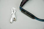 Neon-Leuchtbrille blau, mit USB-Ladefunktion