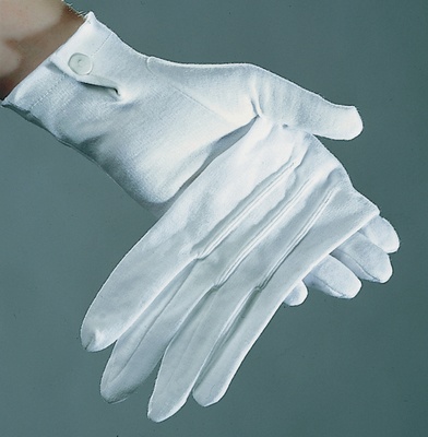 Herren-Handschuhe weiß, mit Knopf, G. L