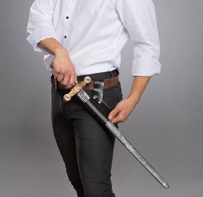 Schwerthalter, Tasche schwarz mit Gürtelschlaufe