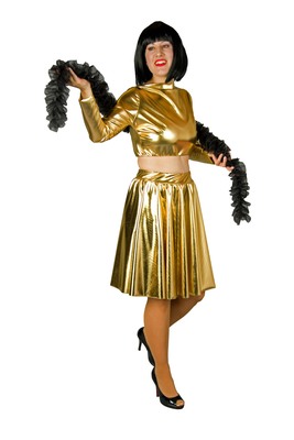 Goldfolienrock mit Oberteil, elastisch