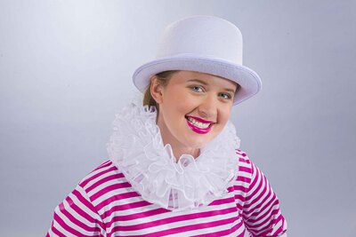 Clownkragen aus Chiffon, dreilagig, weiß