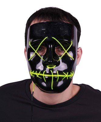 Erw.-Maske mit Neonlicht, batteriebetrieben