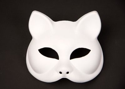 Katzen-Halbmaske neutral, bemalbar