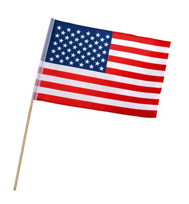 Fahne USA, ca. 30 x 45 cm, am Stab