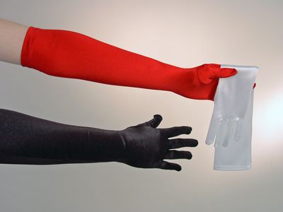 Satin-Handschuhe, schwarz