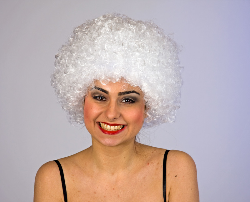 Gr. S Hair-Perücke im Polybeutel, weiß