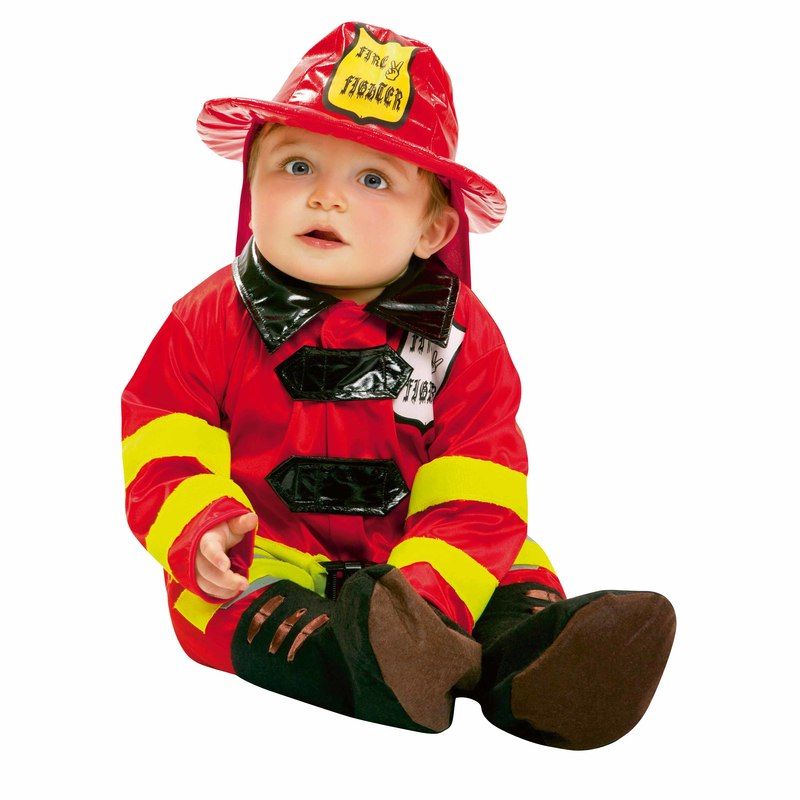Baby-Feuerwehrmann: Overall, Hut, Schuhe