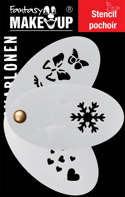 3er-Schablone: Kristall, Herzen, Schmetterling