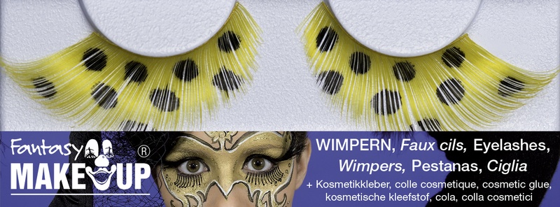 Wimpern gelb mit schwarzen Punkten
