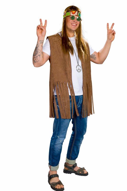 Hippie-Fransenweste für Herren, braun