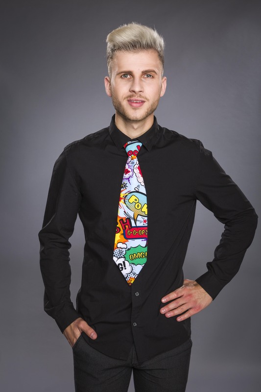 Krawatte mit Comic-Druck, ca. 40 cm