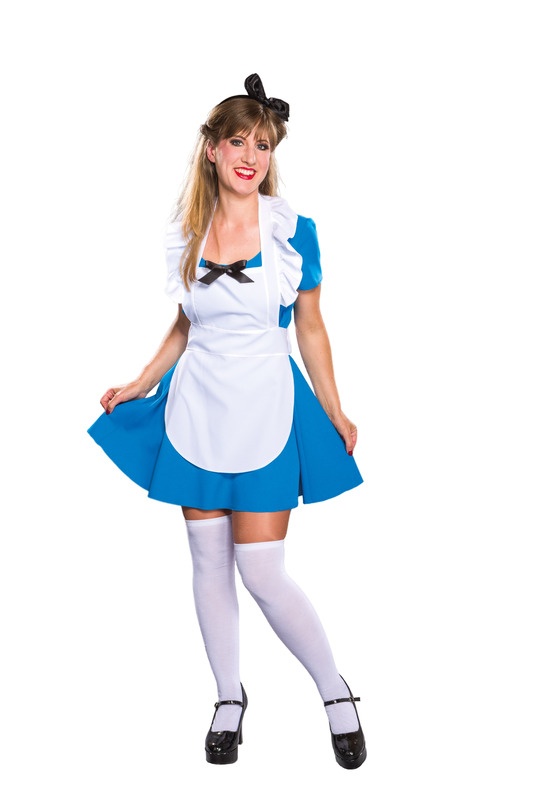 Alisa: blaues Kleid mit weißer Schürze