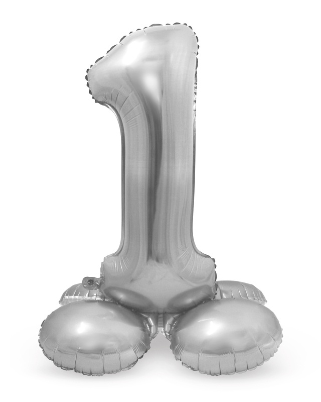 Folienballon m. Sockel, silber, ca. 72 cm