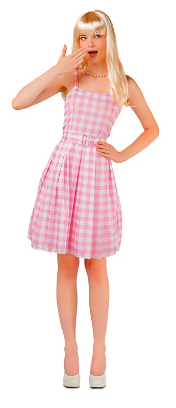 Kleid mit Gürtel, rosa-kariert