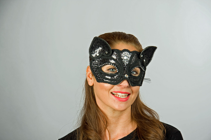 Augenmaske Katze, schwarz
