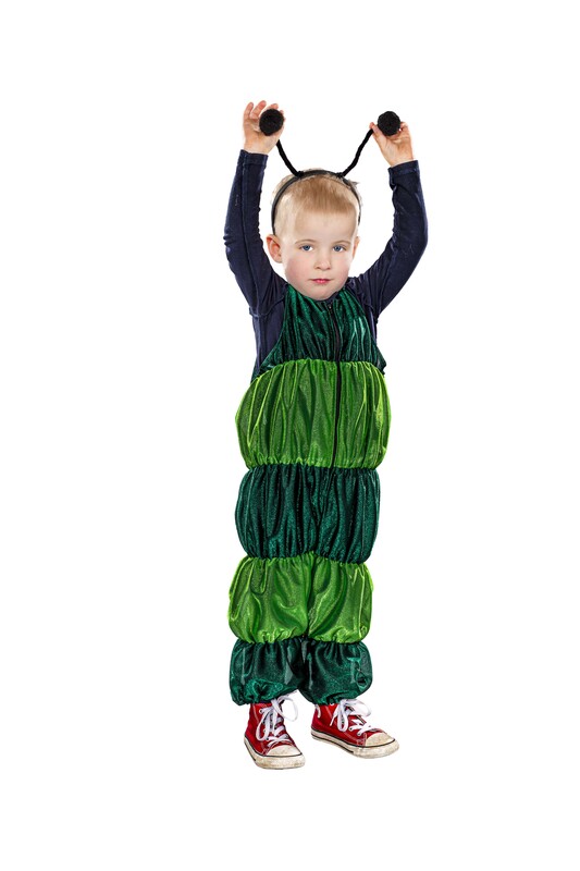 Kleine Raupe: Overall mit Kopfbügel
