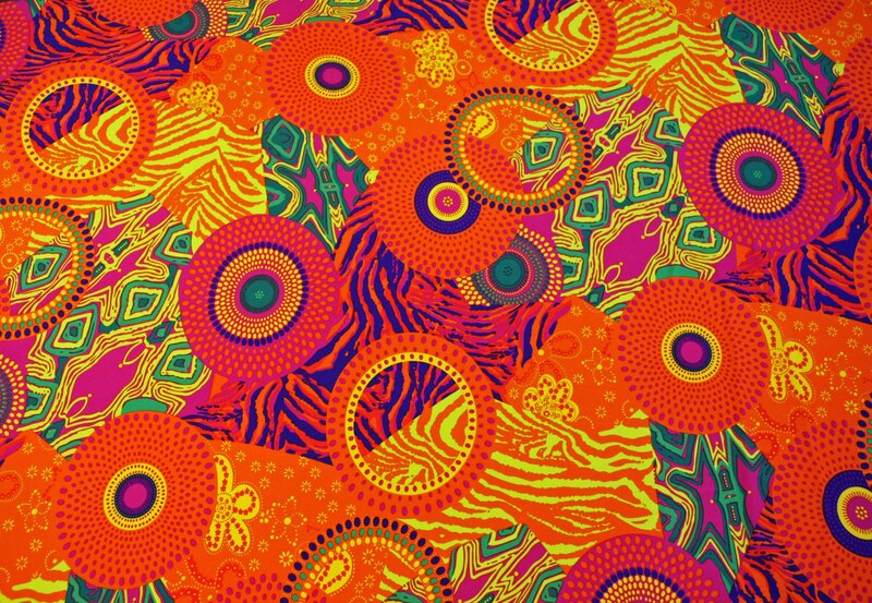 1m Polyestergewebe bunte Kreise