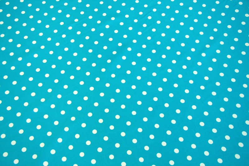 1m Polyestergewebe blau m. weißen Tupfen