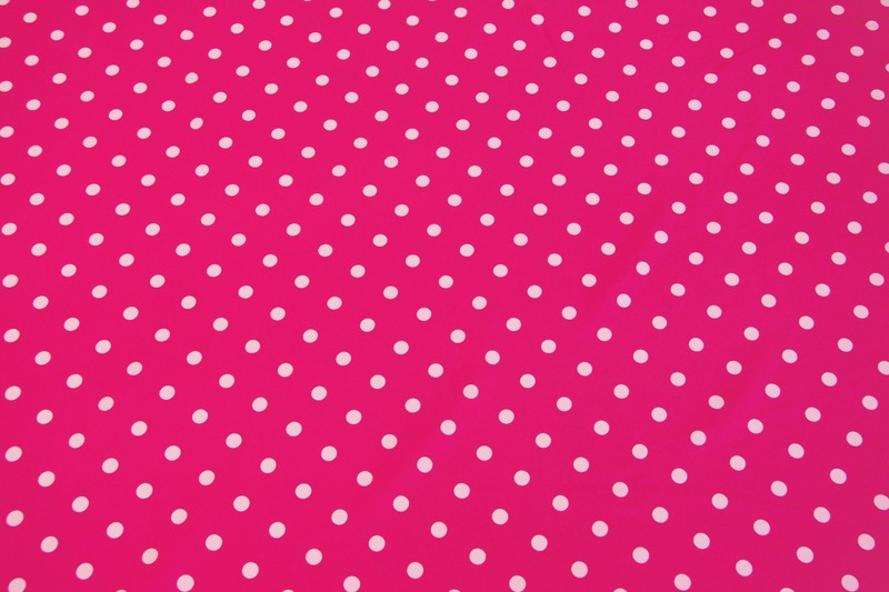 1m Polyestergewebe pink mit weißen Tupfen