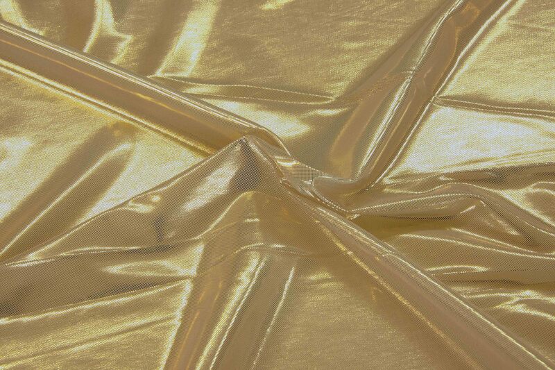 1m Folienjersey weiß/gold glanz, elastisch