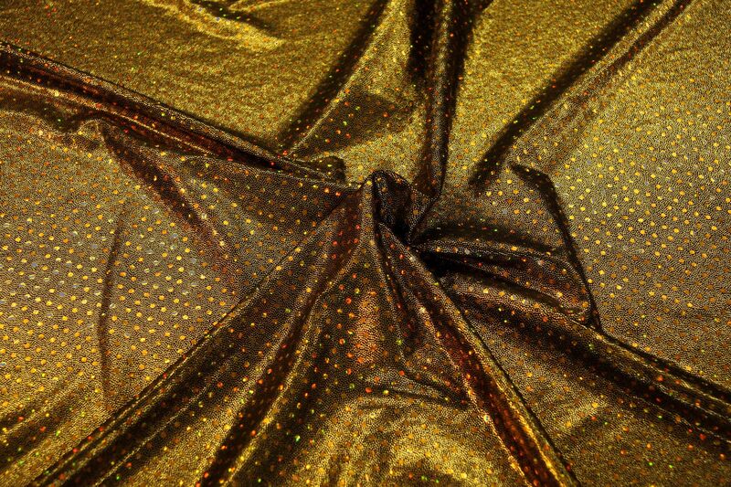 1m Folienjersey schwarz/gold gepunktet, elastisch