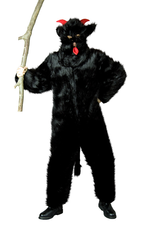 Krampus schwarz: Overall und Haube, Universalgröße