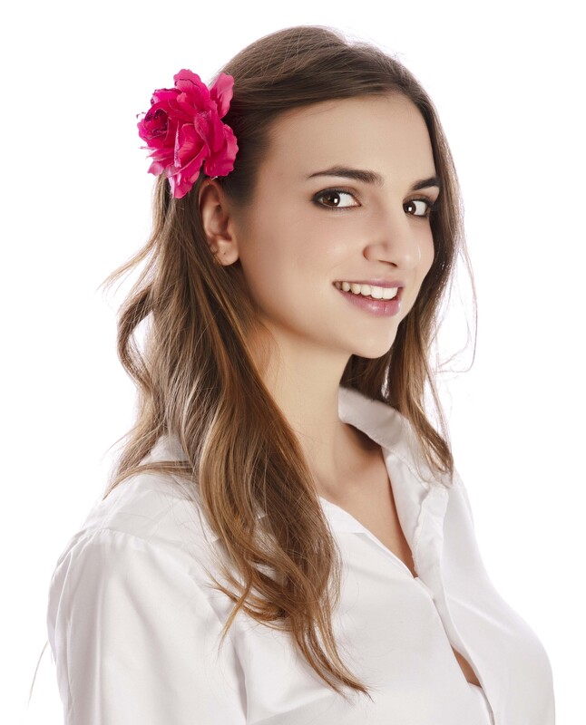 Haarclip mit pinkfarbener Blüte