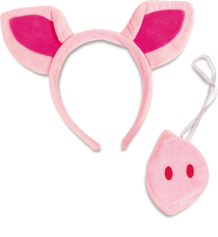 Schweinchen-Set: Kopfbügel mit Ohren, Nase