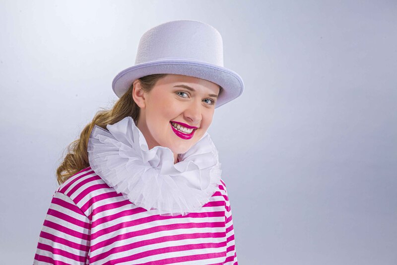 Clownkragen 3-lagig, Stoff/Chiffon, weiß