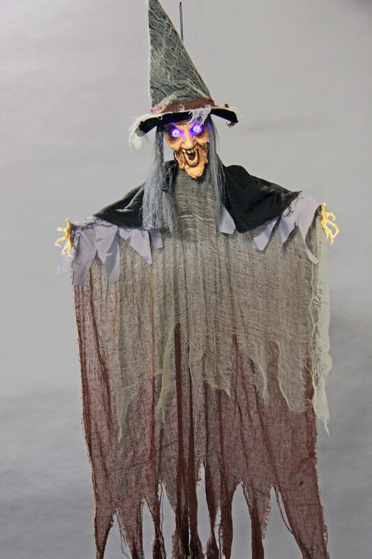 Hexe mit Wechsel-LED-Leuchtaugen, ca. 135 cm