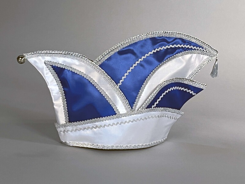 Elferratsmütze aus Satin blau/silber