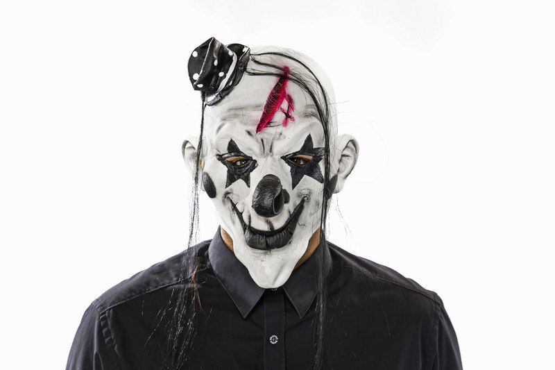 Erw.-Latexmaske Psycho-Clown mit Haar