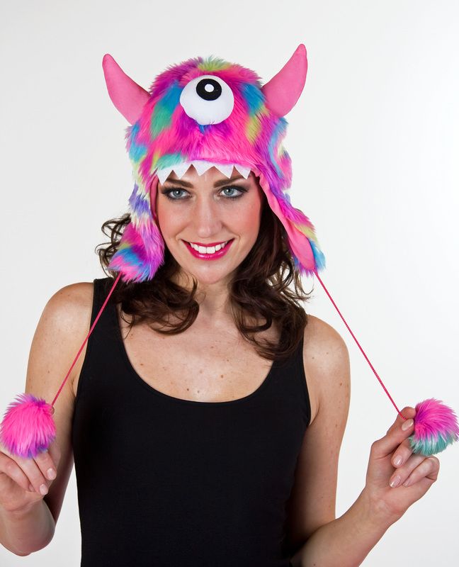 Monstermütze, 1 Auge, pink-bunt