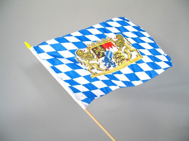 Fahne Freistaat Bayern, ca. 30 x 45 cm, m. Stab