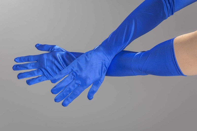 Satin-Handschuhe, blau