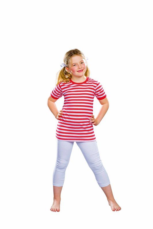 Kurzarm-T-Shirt rot/weiß gestreift